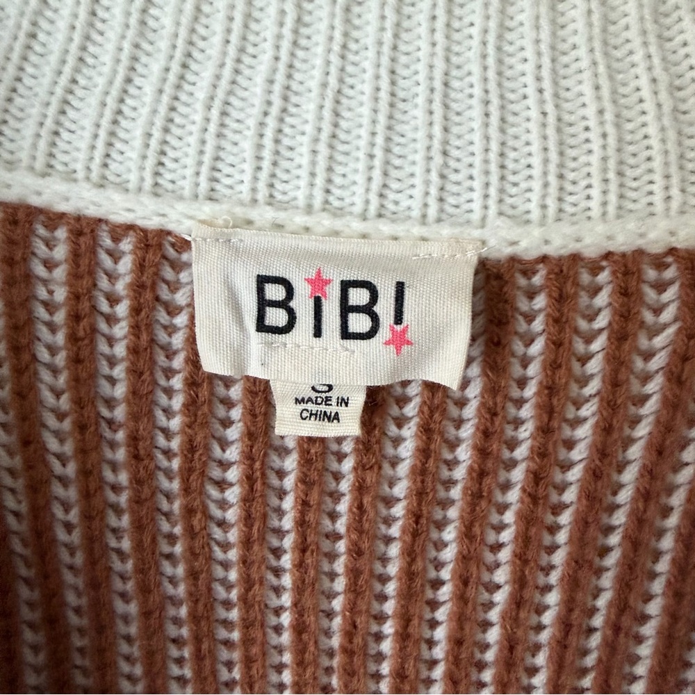 BiBi Cream and Brown Ribbed Knit Top - Picture 7 of 9